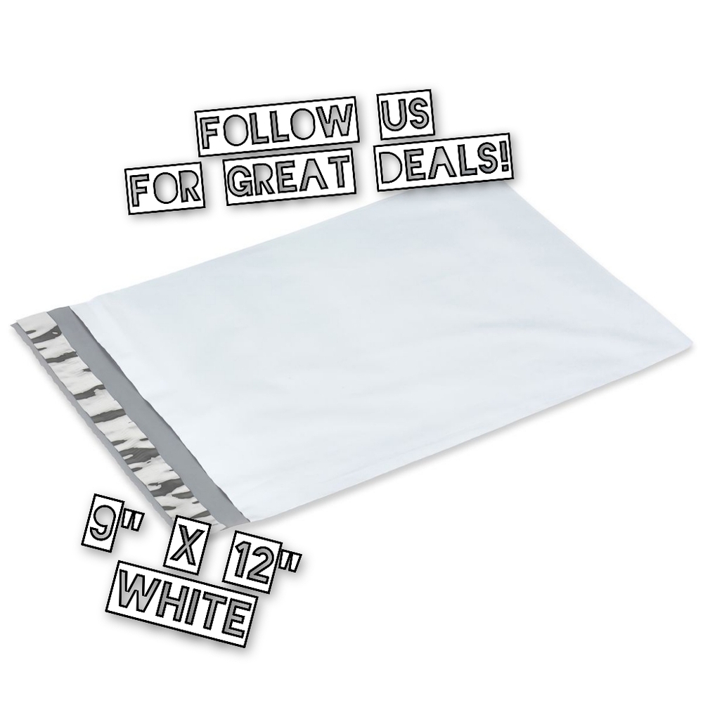 100 White Poly Mailers 9x12